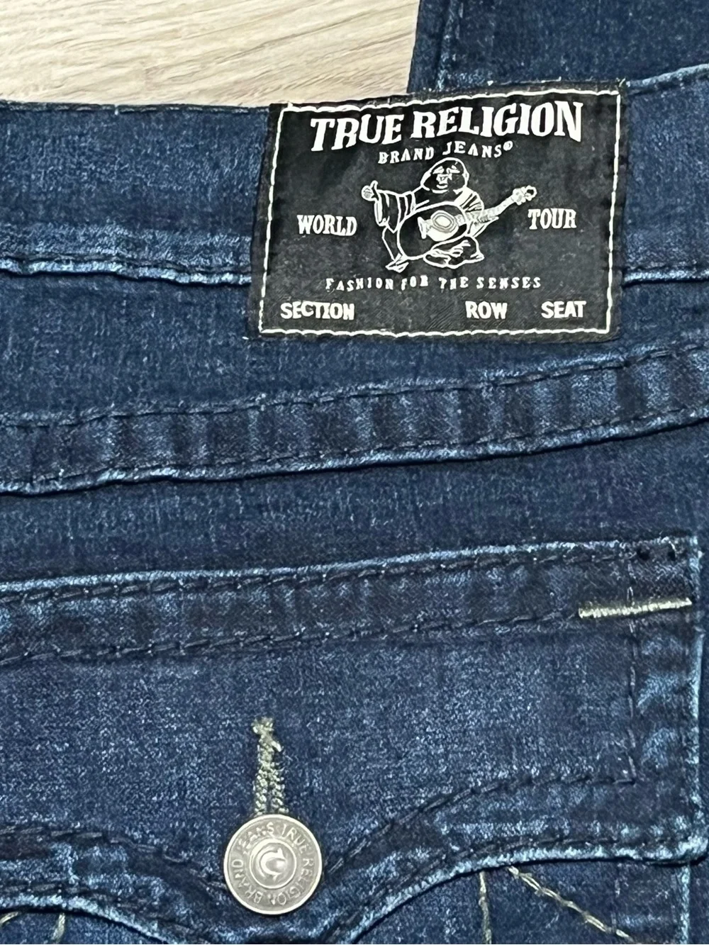 True Religion Men's Relaxed Skinny Distressed Blue Denim Jeans Size 40x33